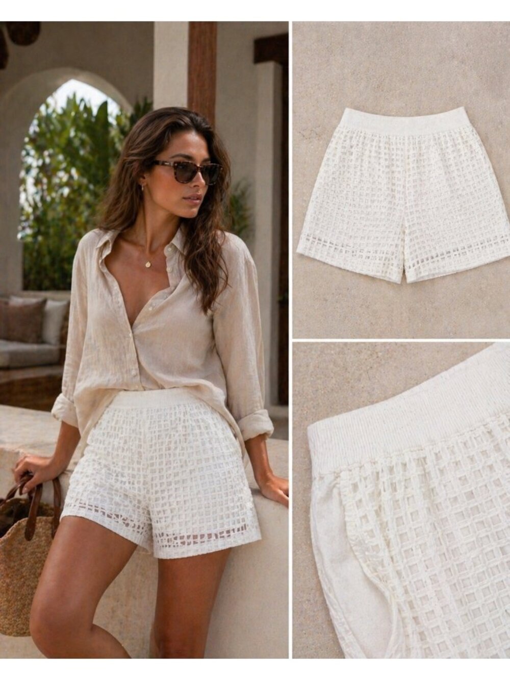 ESCADA Sport White Textured Mini Shorts Size 46 EU Zip Back Luxury Designer NWT
